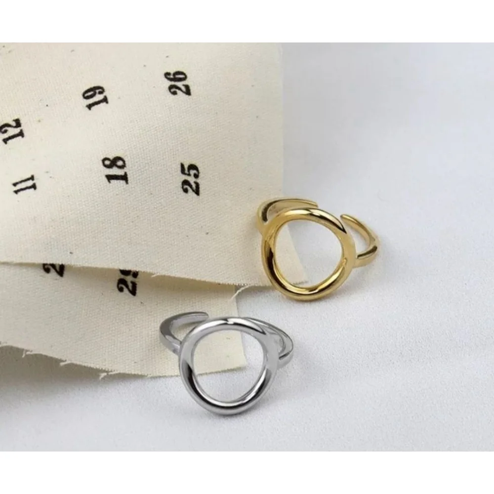 NEW Women's Solid Circle Ring Adjustable‎ Gold Plated S925